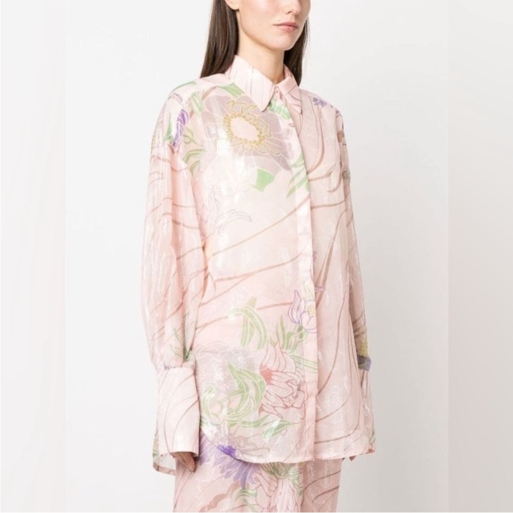 Sabina Musayev Cream Long Sleeve Button Down Shirt